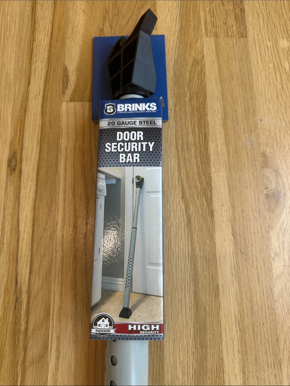 Brinks Silver Door Security Bar with Black Caps - Picture 2 of 7